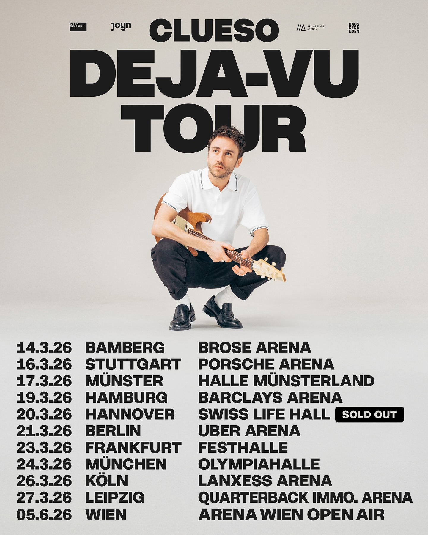 Clueso DEJA VU Tour Poster 2026–2027